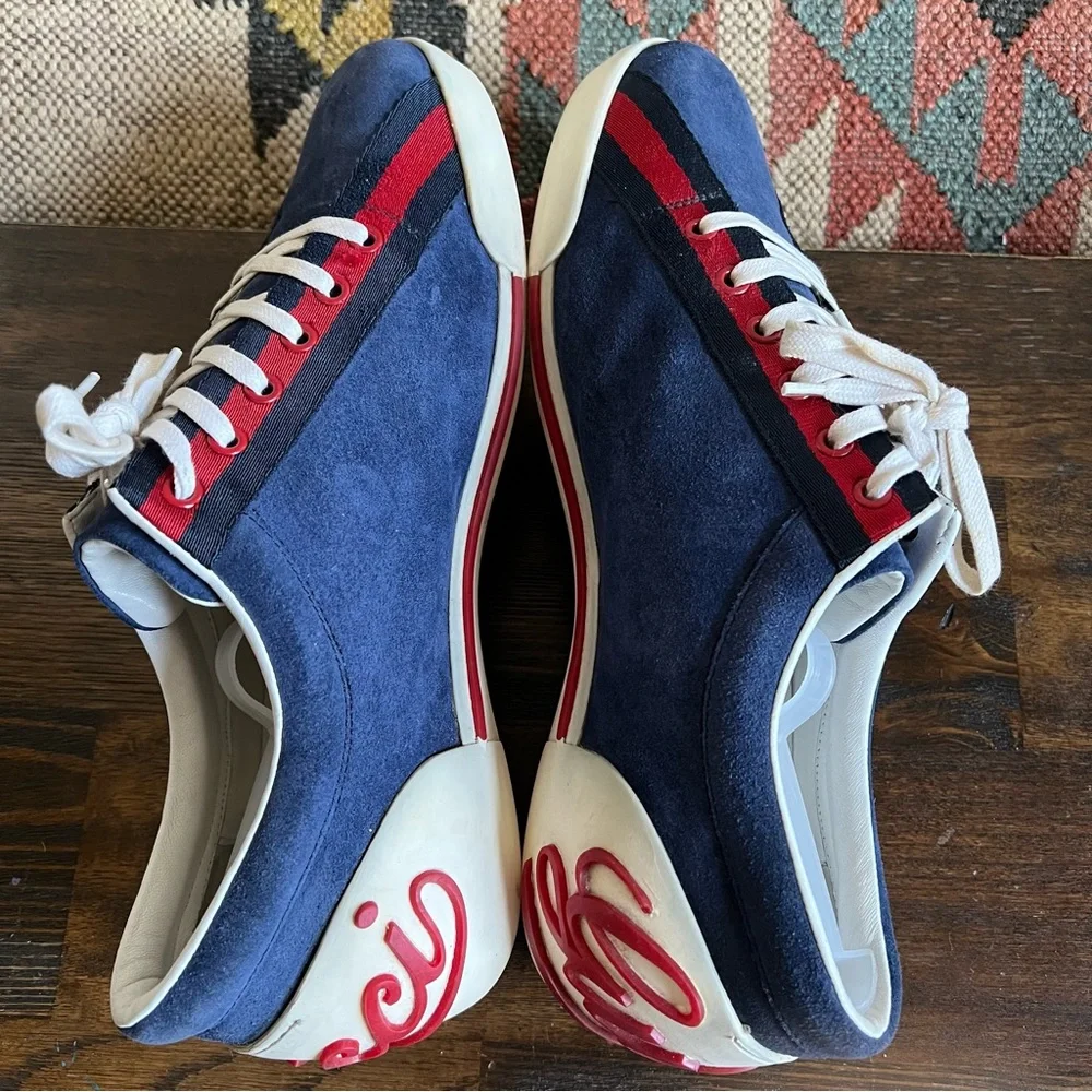 💕HOST PIcK (twice)💕 GUCCI Boulevard Web Detail Blue Suede Sneakers 9G (US 9.5)